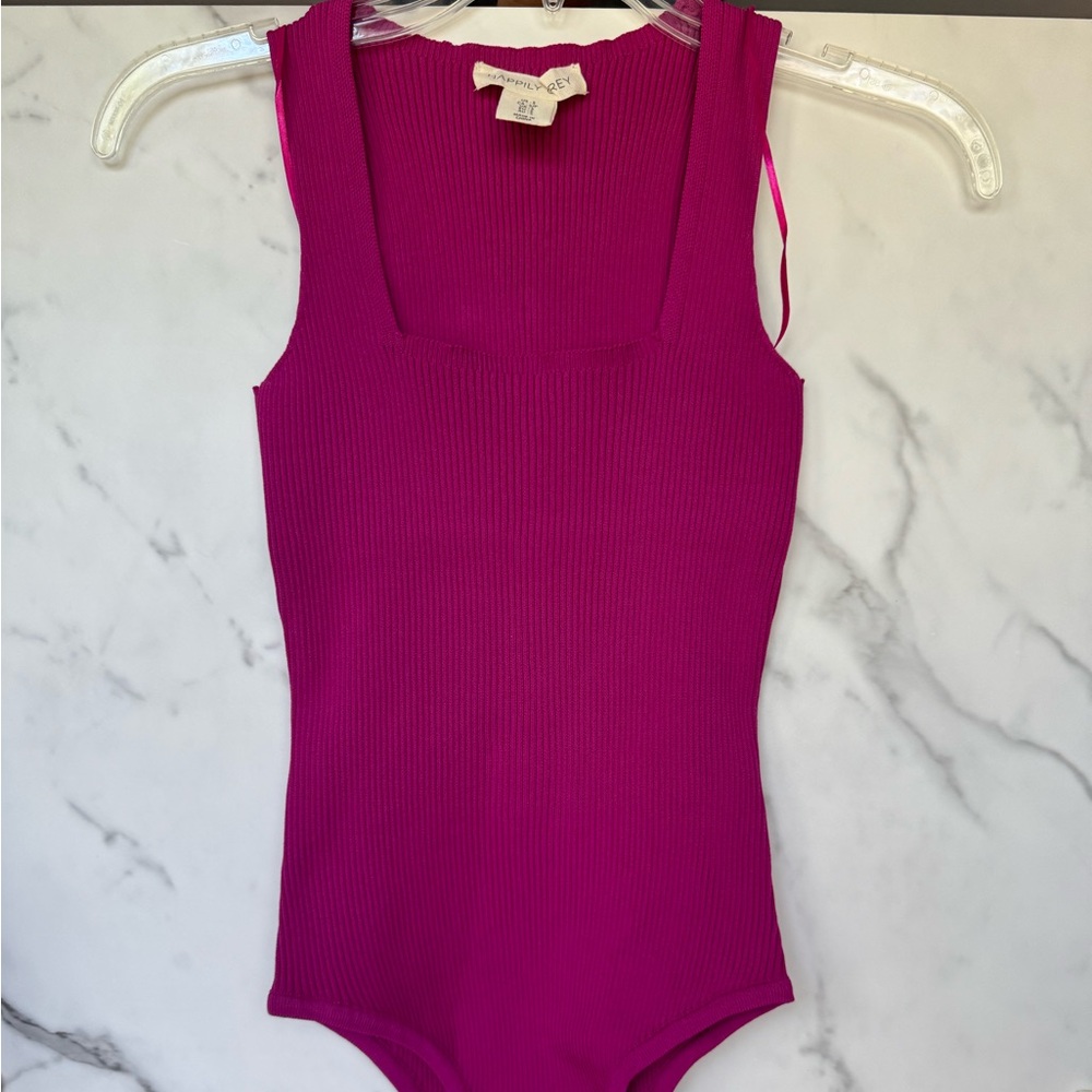 Fuschia Seamless Ribbed Tank Bodysuit